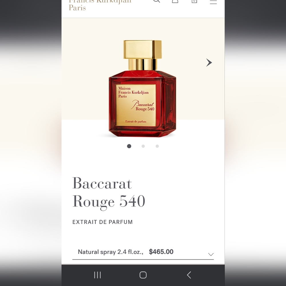 Maison Francis Kurkdjian Paris.     Baccarat Rouge 540. Extrait de Parfum
